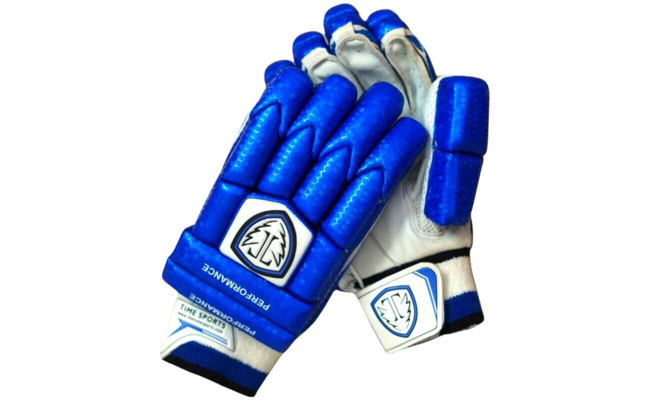 Performance Cut Finger Patat Batting Gloves (Blue)