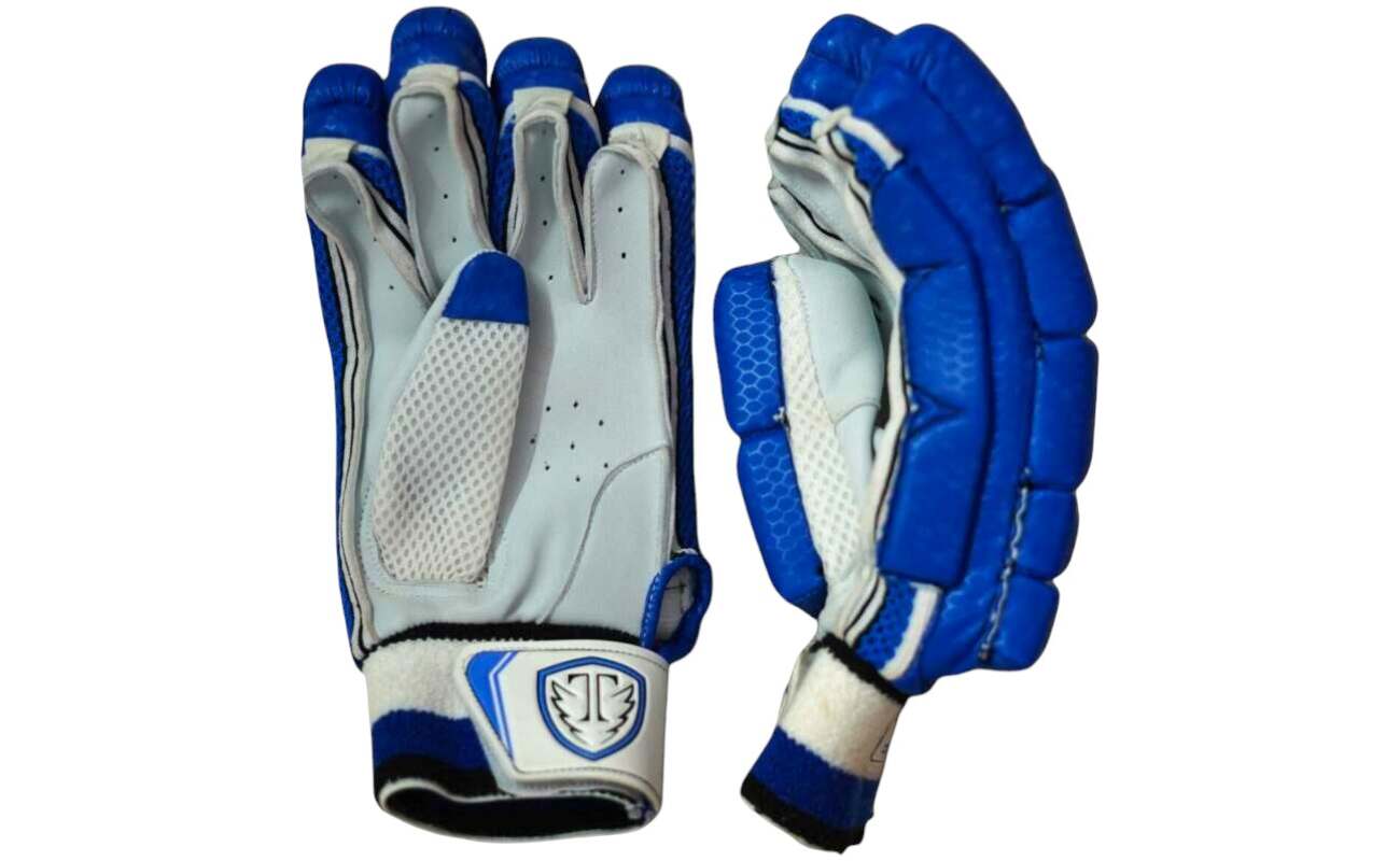Performance Cut Finger Patat Batting Gloves (Blue)